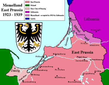 Carte Memel entre 1923 et 1939