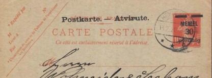 Carte postal accompagnée timbre français surchargé memel