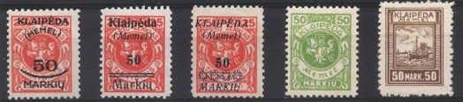Premiers timbres Klapédia (1 représentant de chaque série)