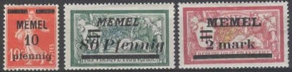 Timbres français surchargés Memel
